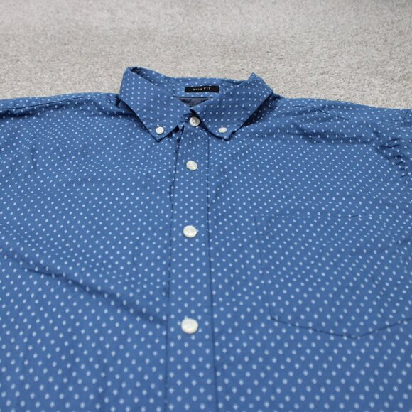 Banana Republic Stretch Soft-Wash Shirt Men 2XL XXL Blue Geometric Flip Cuff L/S - Picture 5 of 13